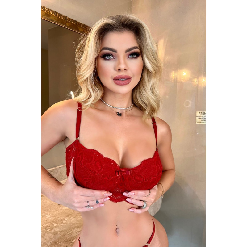 Conjunto De Lingerie Sem Bojo Tomara Que Caia Vermelho